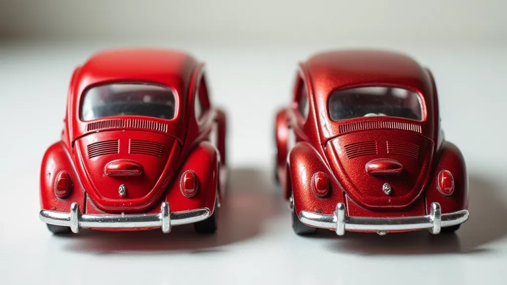 Comparison of Standard and Metallic Volkswagen Beetle Matchbox Car