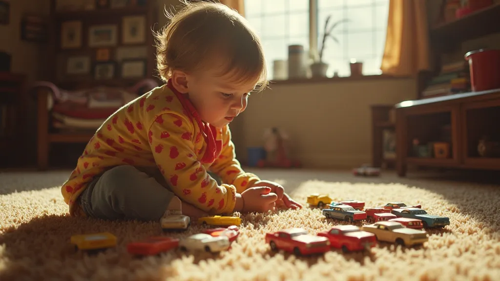Child playing with Matchbox cars
