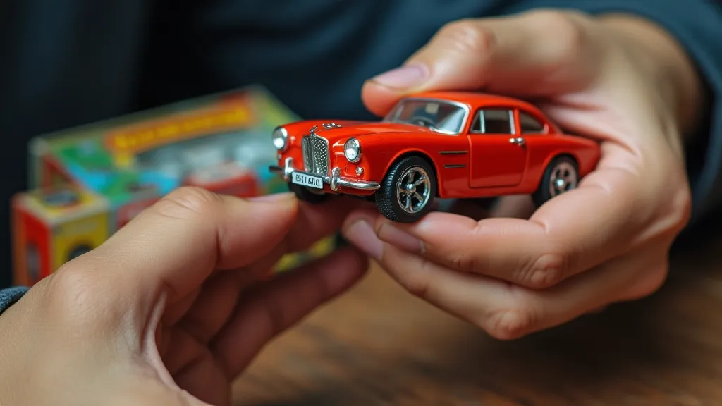 Collector examining a Matchbox car