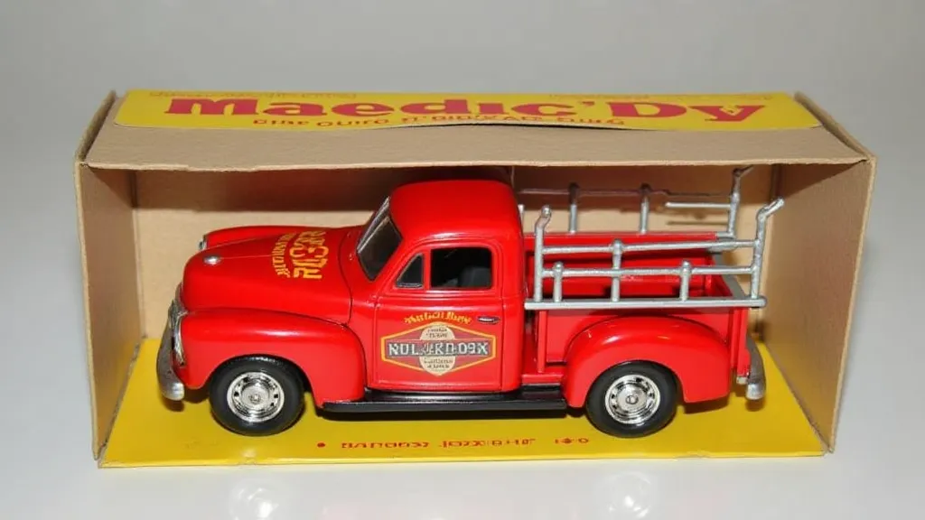 A 1969 Matchbox Fire Chief toy car in its original cardboard box.