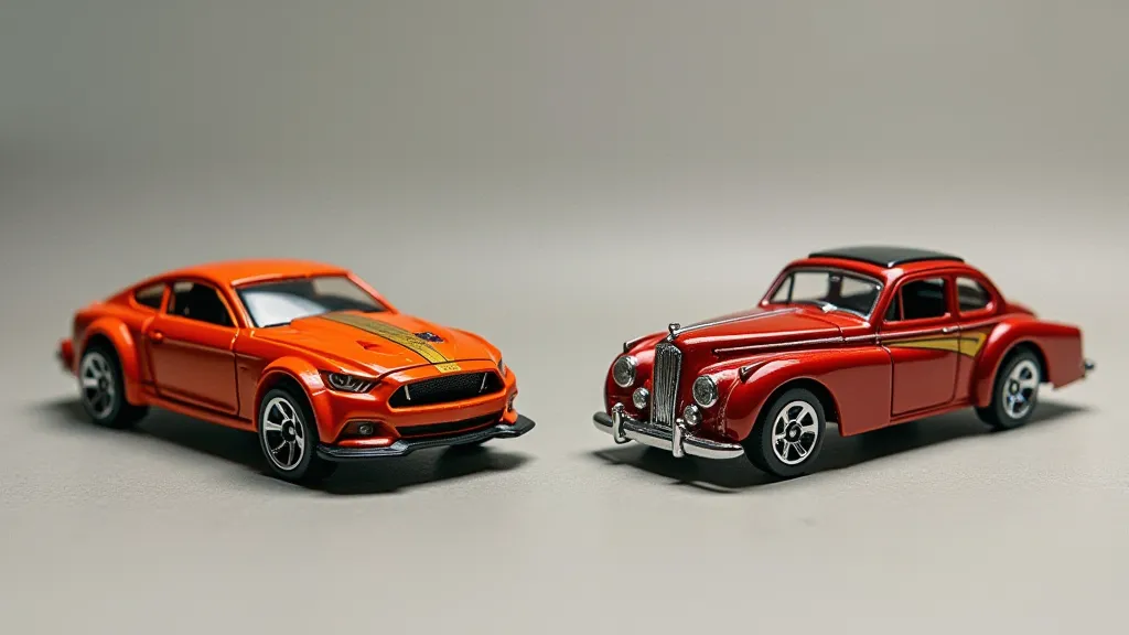 Comparison of a genuine Matchbox car and a replica.