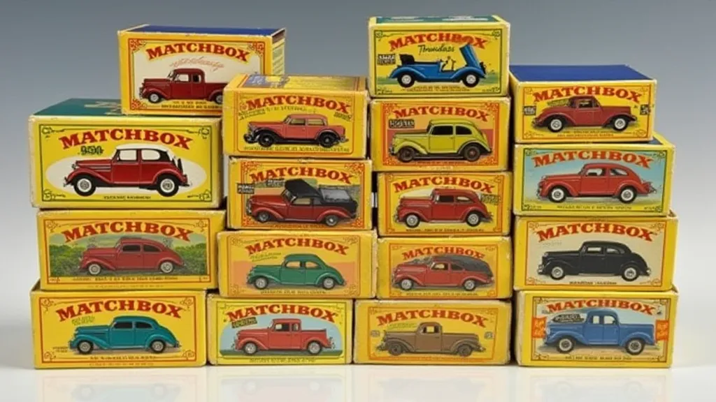 Collection of vintage Matchbox car boxes