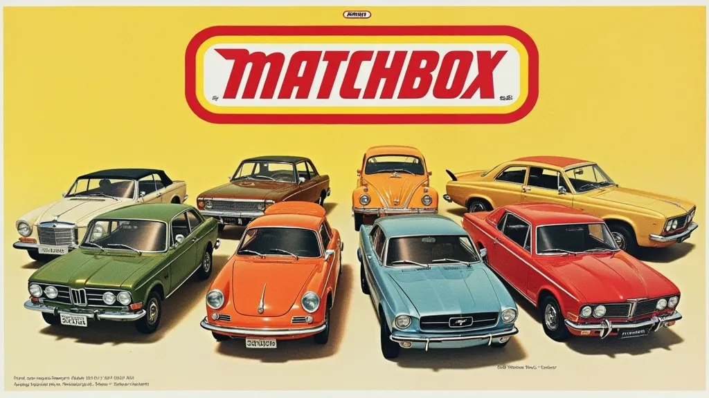Vintage Matchbox car advertisement with the Mattel logo
